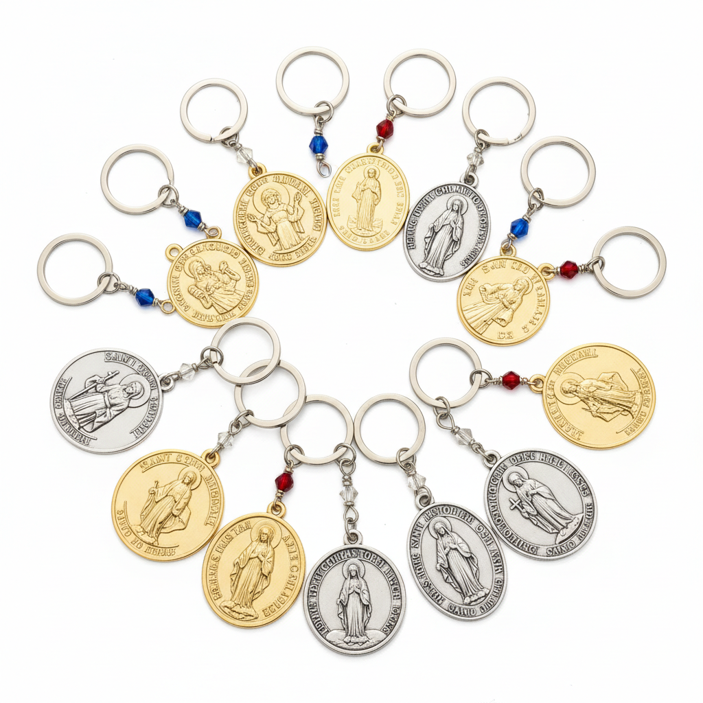 Saint Medal Keychain Set